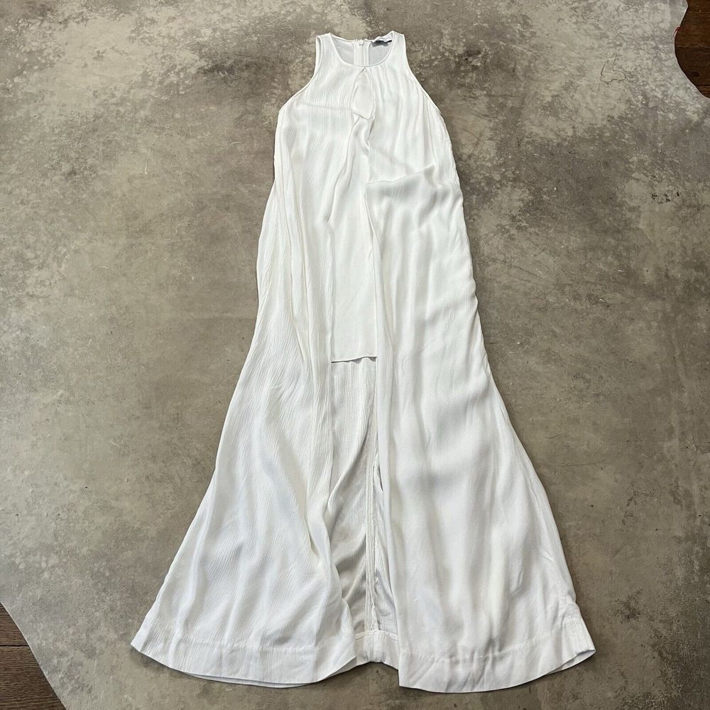 Rosetta Getty Collective Dress Womens 0 White Cape Mini Crepe A Line Sleeveless